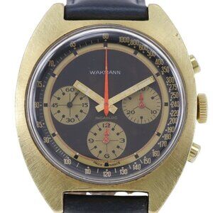 WAKMANN INCABLOC Watches blackDial Stainless Steel/leather Hand Winding